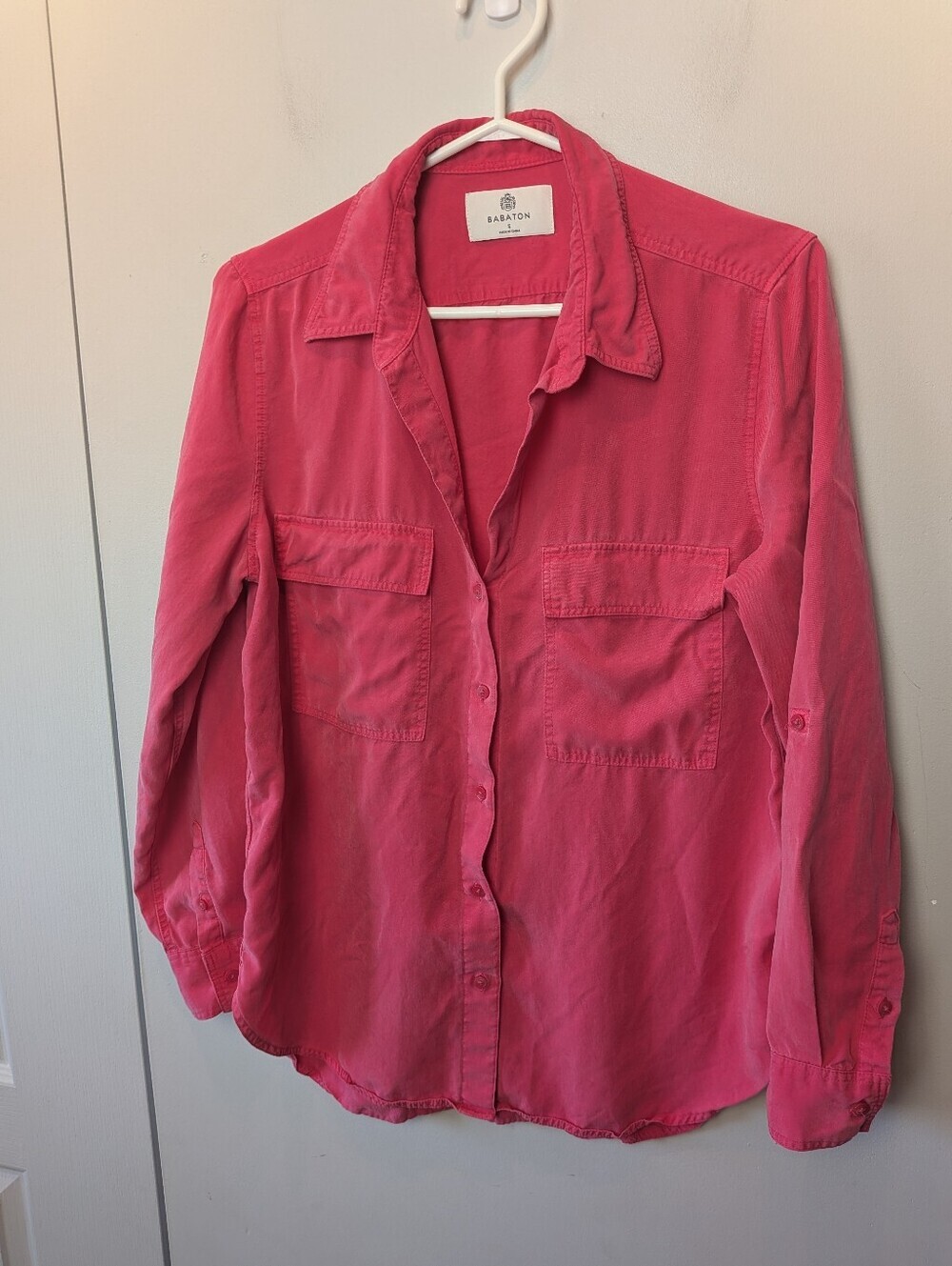 ARITZIA BABATON Women Long Sleeve Blouse Size Small Pink Color V Neck